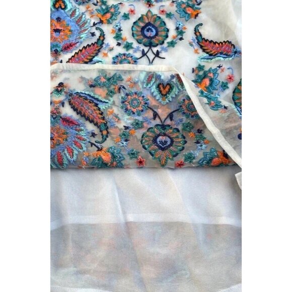 Sundance Catalog Top Women’s Sz XS Thermal BOHO Embroidered Shirt Blue Summer - Picture 8 of 14